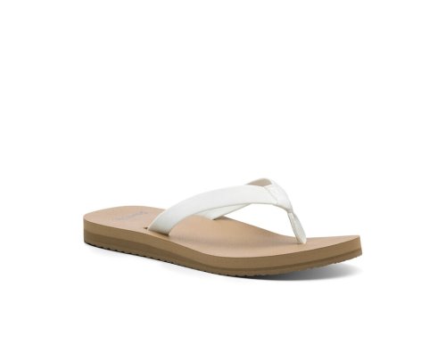 Sanuk Ashland ST Vegan - Sanuk Flip Flops Womens White / Brown - Philippines RKSMQW460